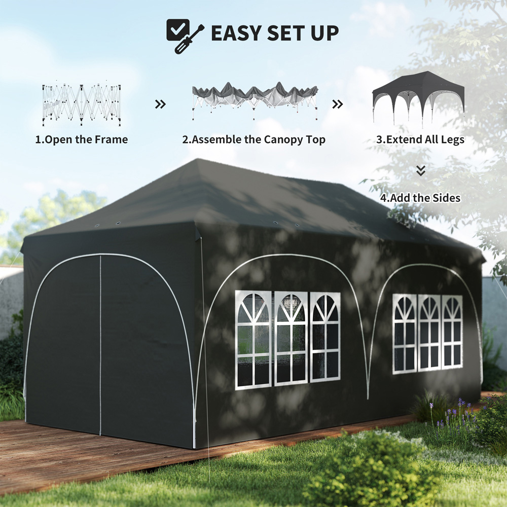 Outsunny 3 x 6m Grey Pop Up Gazebo with Detachable Sidewalls Image 5