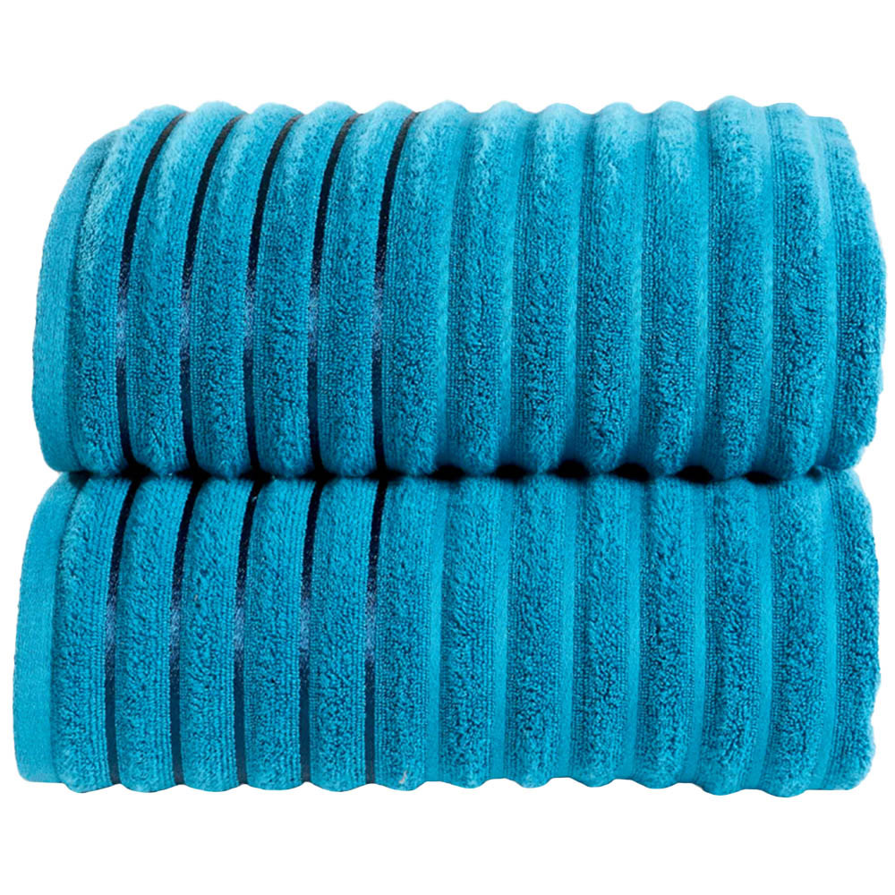 Rapport Home Teal Ribbed Cotton Bath Sheet Image 1