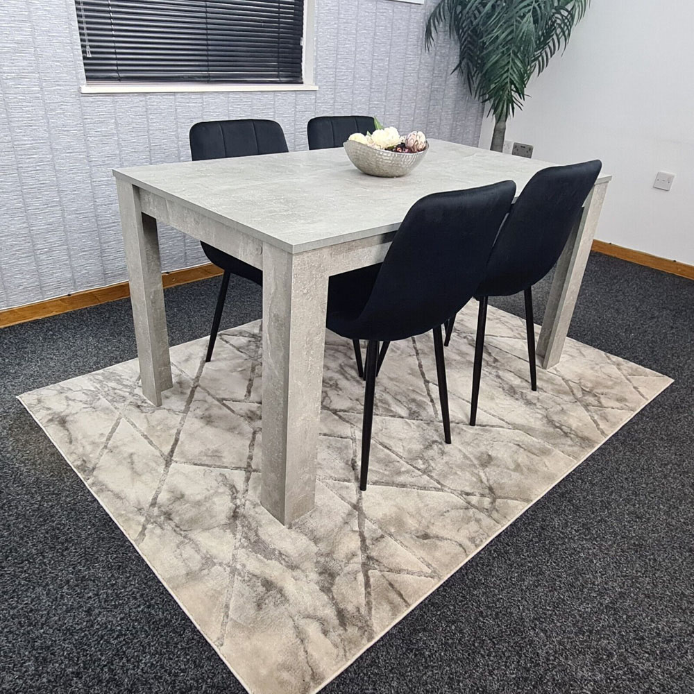 Portland Velvet 4 Seater Dining Set Stone Grey and Black Image 3