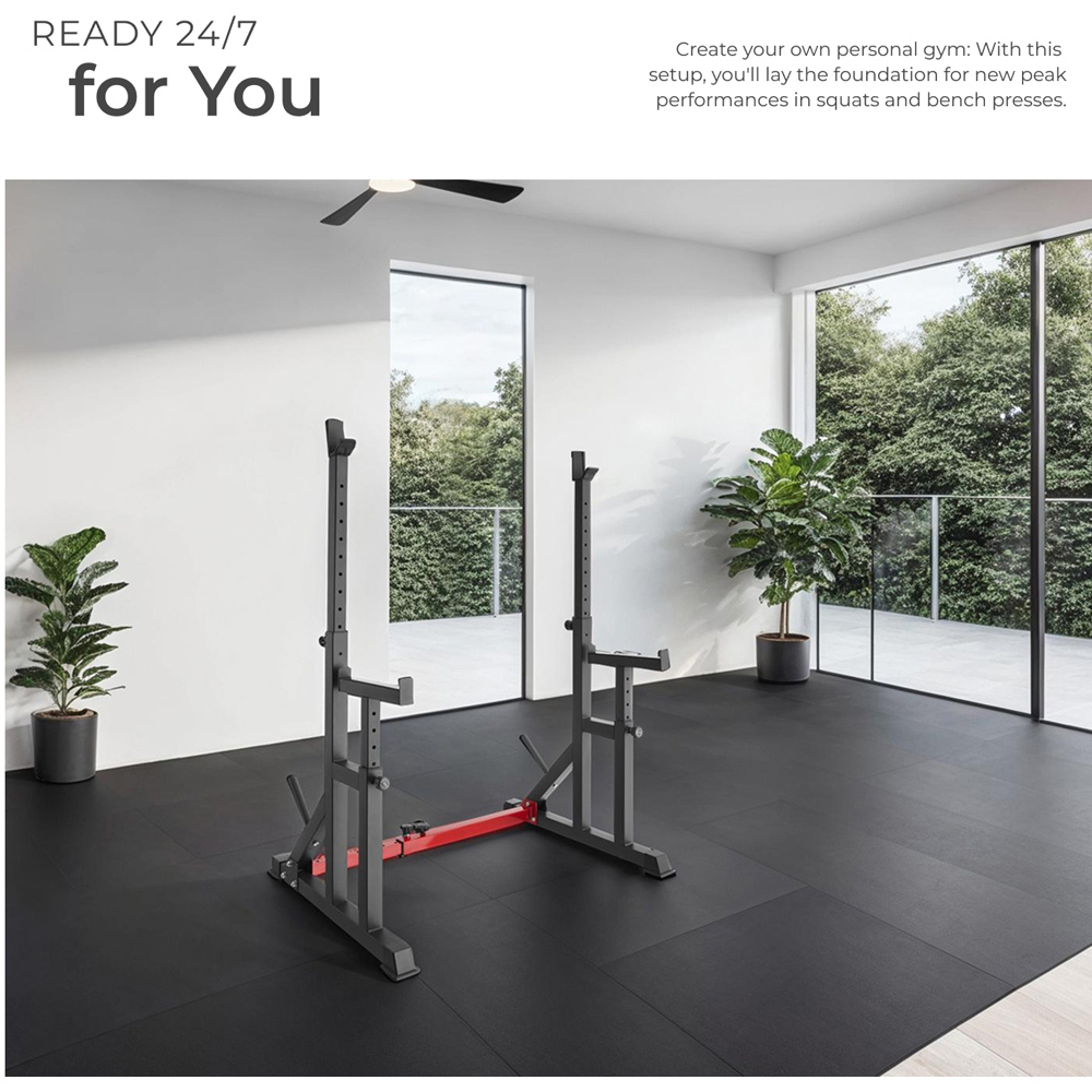 tectake Creed Adjustable Squat Rack with 2 Weight Plates Holder Image 6