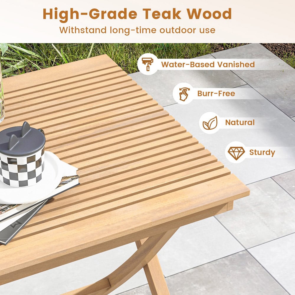 Costway Slatted Tabletop Patio Bistro Table Image 5