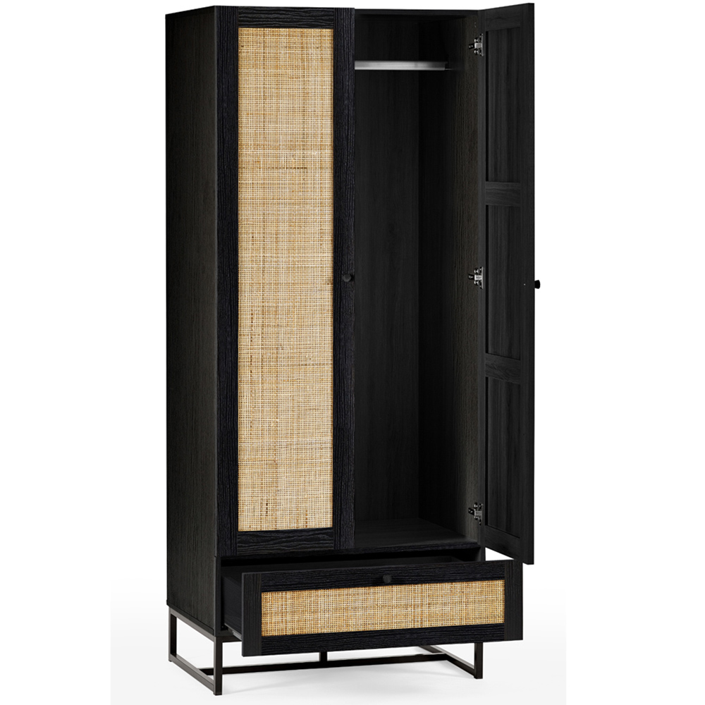 Julian Bowen Padstow 2 Door Single Drawer Black Wardrobe Image 4