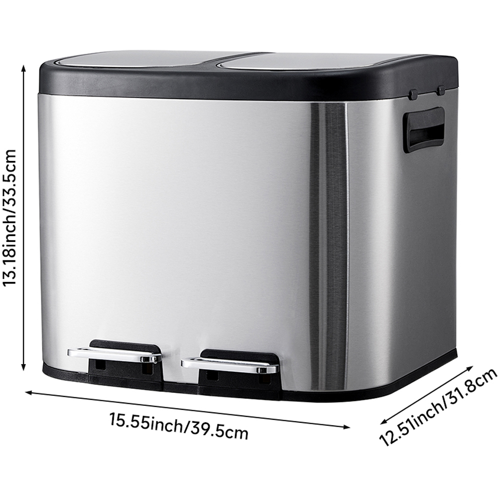 Living and Home Stainless Steel Step On Trash Bin with Dual Pedals 20L Image 8