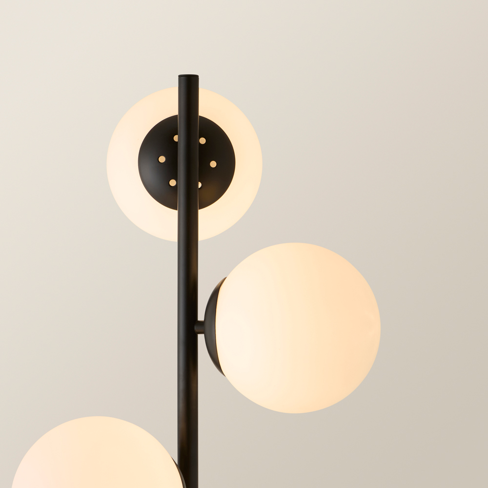 ValueLights Jas 3 Way Frosted White Glass Globe Shade Silver Chrome LED Floor Lamp Image 4