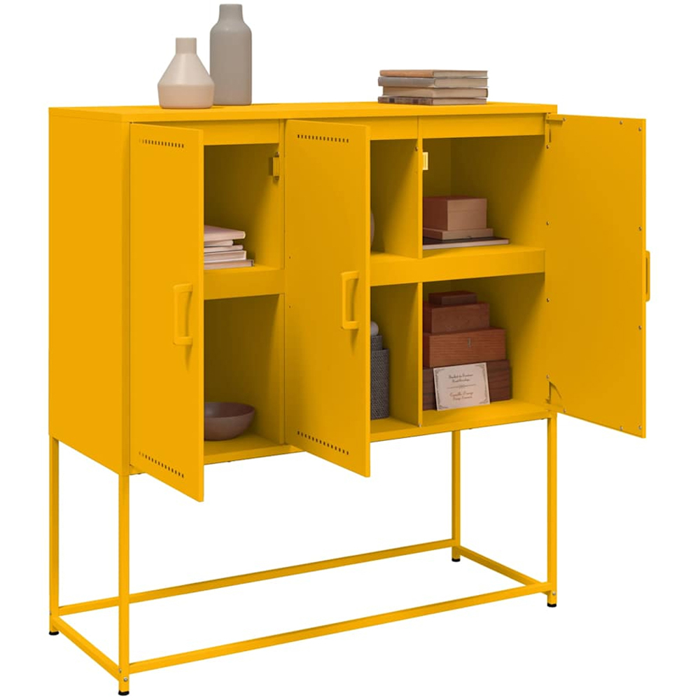 vidaXL 3 Door Yellow Highboard Image 4