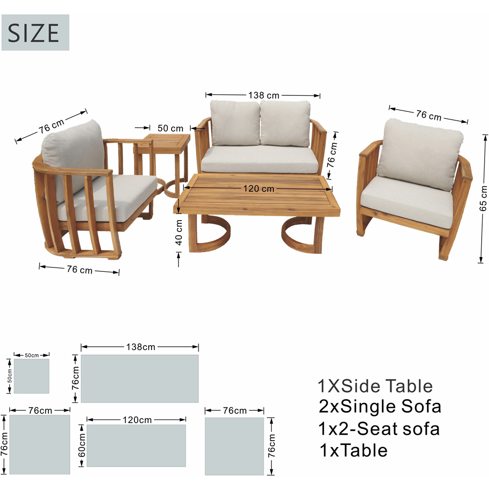 Direct Wicker 5 Piece Wooden Garden Furniture Set Image 8