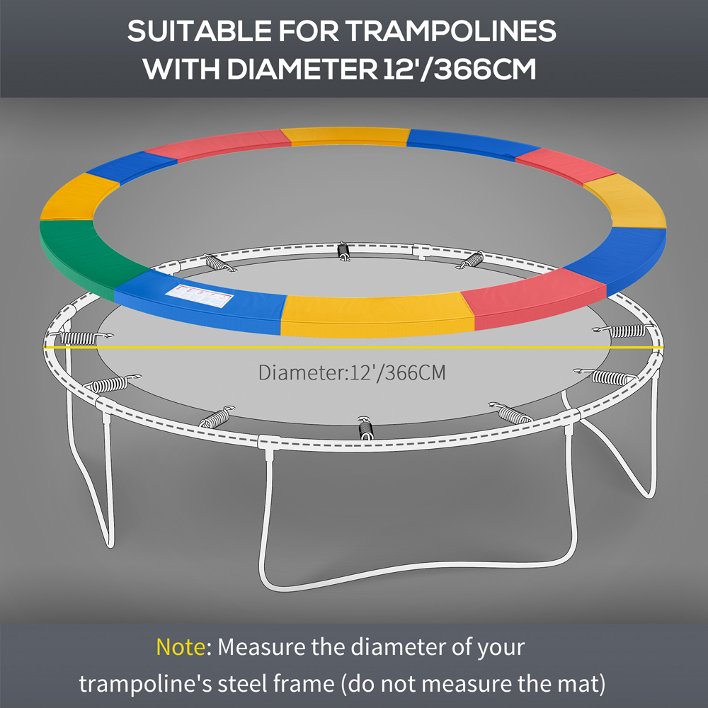 HOMCOM 12ft Multicolour Thick Foam Spring Cover Trampoline Safety Pad Image 5
