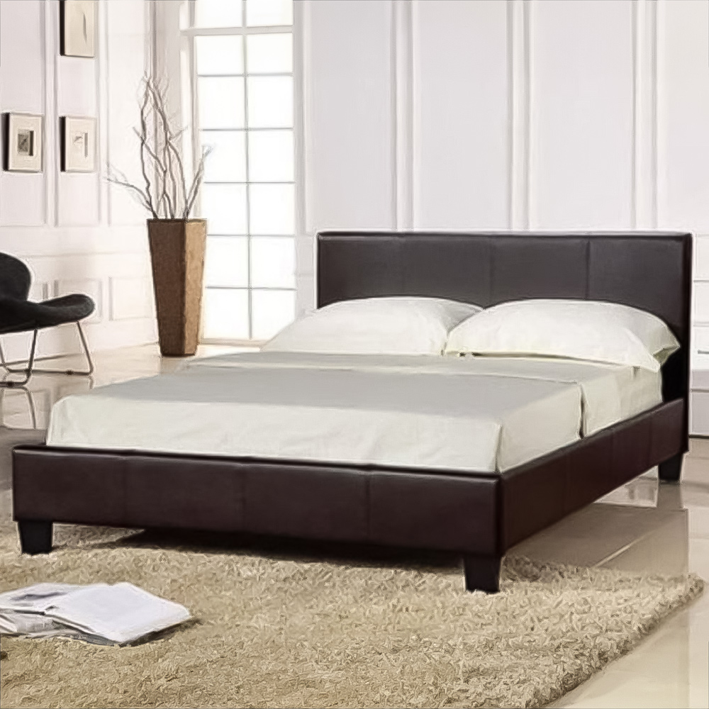Brooklyn Double Brown Faux Leather Bed Frame Image