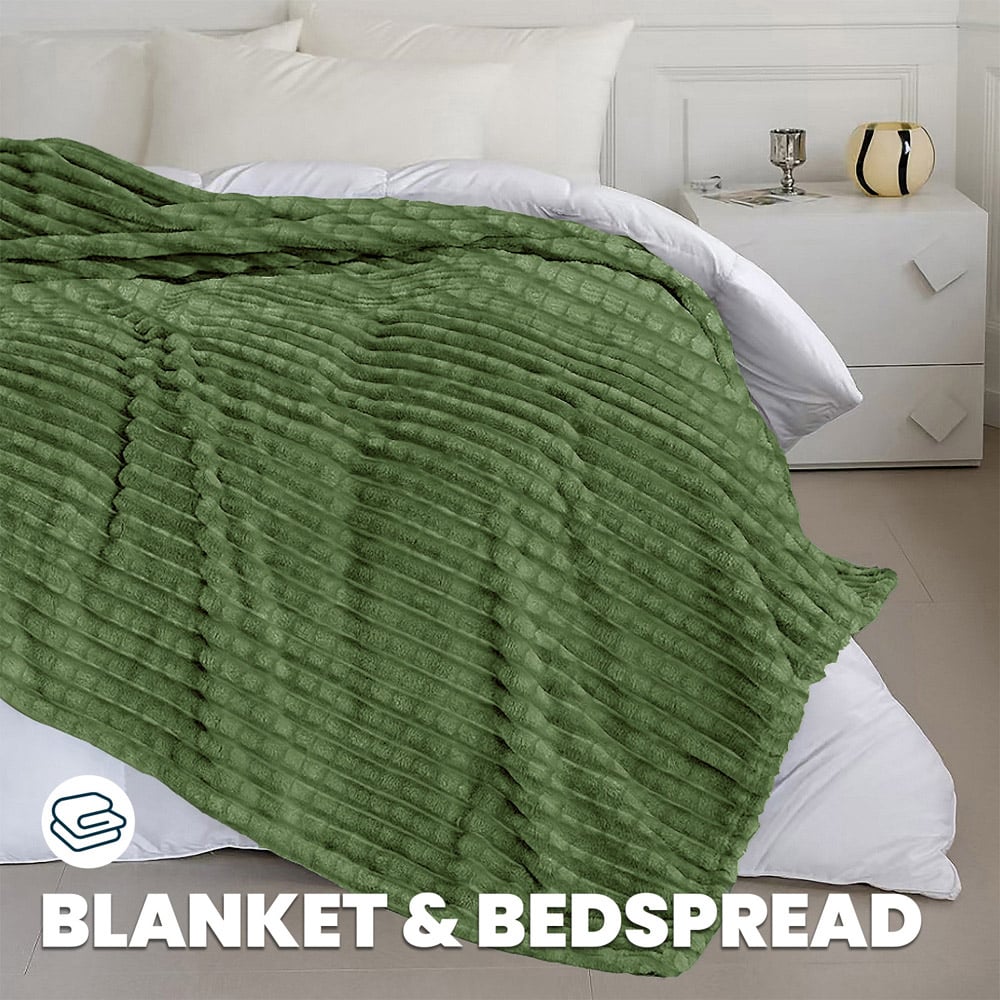 Velosso Olive Waffle Plush Throw 127 x 152cm Image 2