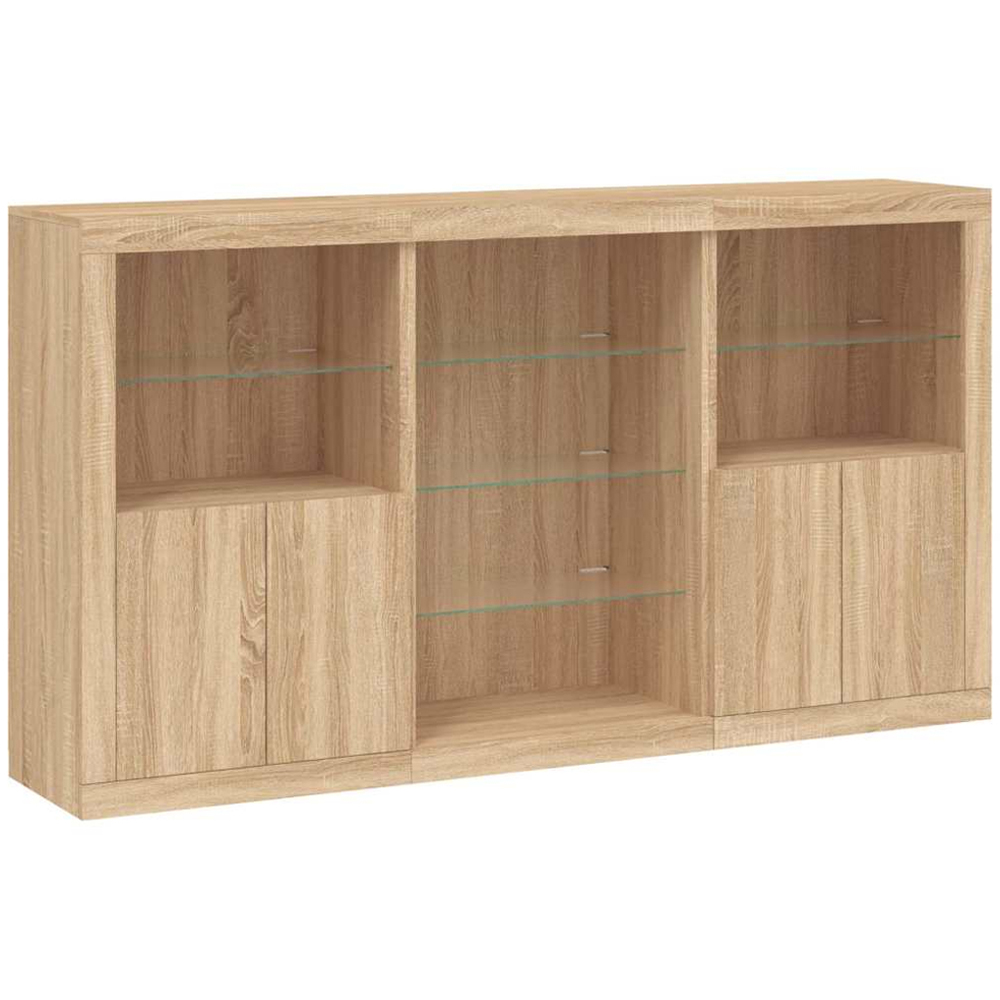 vidaXL 4 Door 8 Shelf Sonoma Oak Sideboard with LED Lights Image 3
