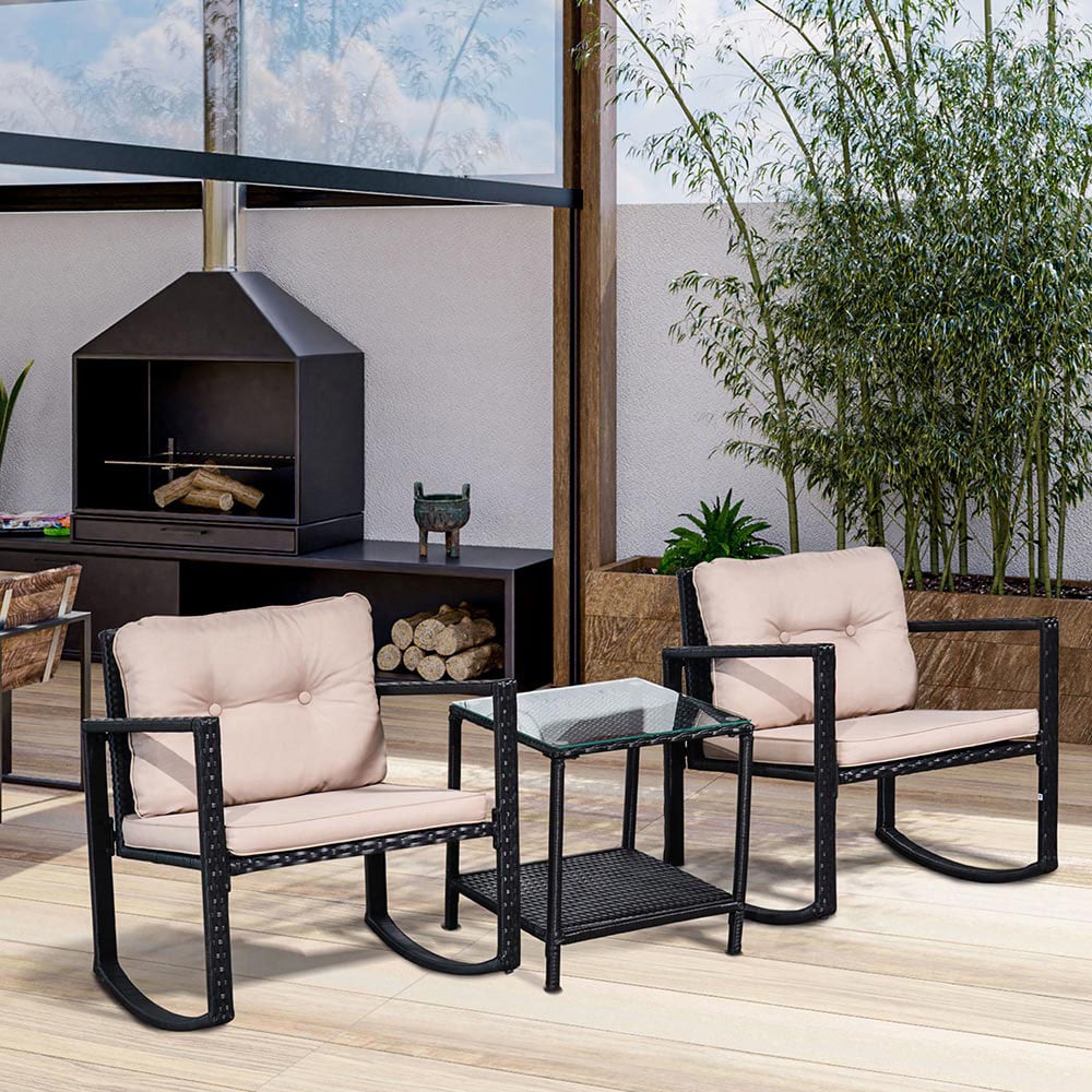 Outsunny Rattan Effect 2 Seater Bistro Set Black Image 1