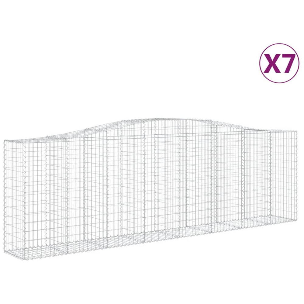 vidaXL Silver Galvanised Iron Arched Gabion Basket 400 x 50 x 120/140cm 7 Pack Image 2