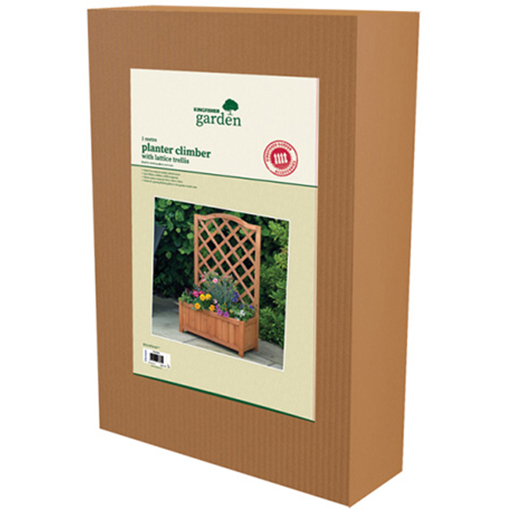 Kingfisher Rectangular Wooden Planter with Trellis Image 3