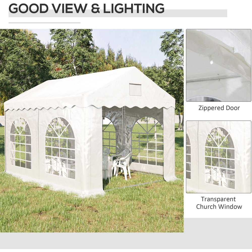 Outsunny 4 x 3m White Steel Frame Gazebo with Removable Sidewalls Image 6