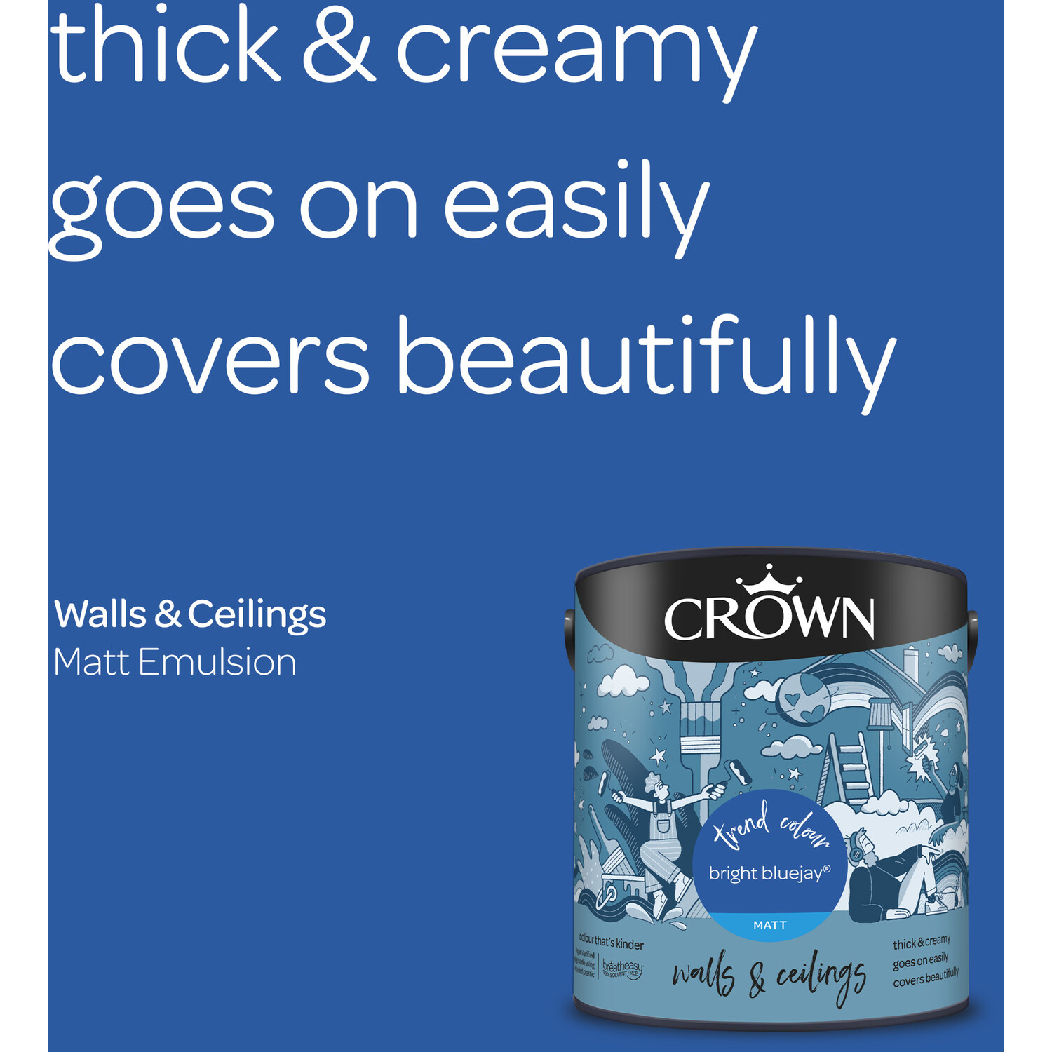 Crown Matt Emulsion  Bright Bluejay 2.5l Image 5