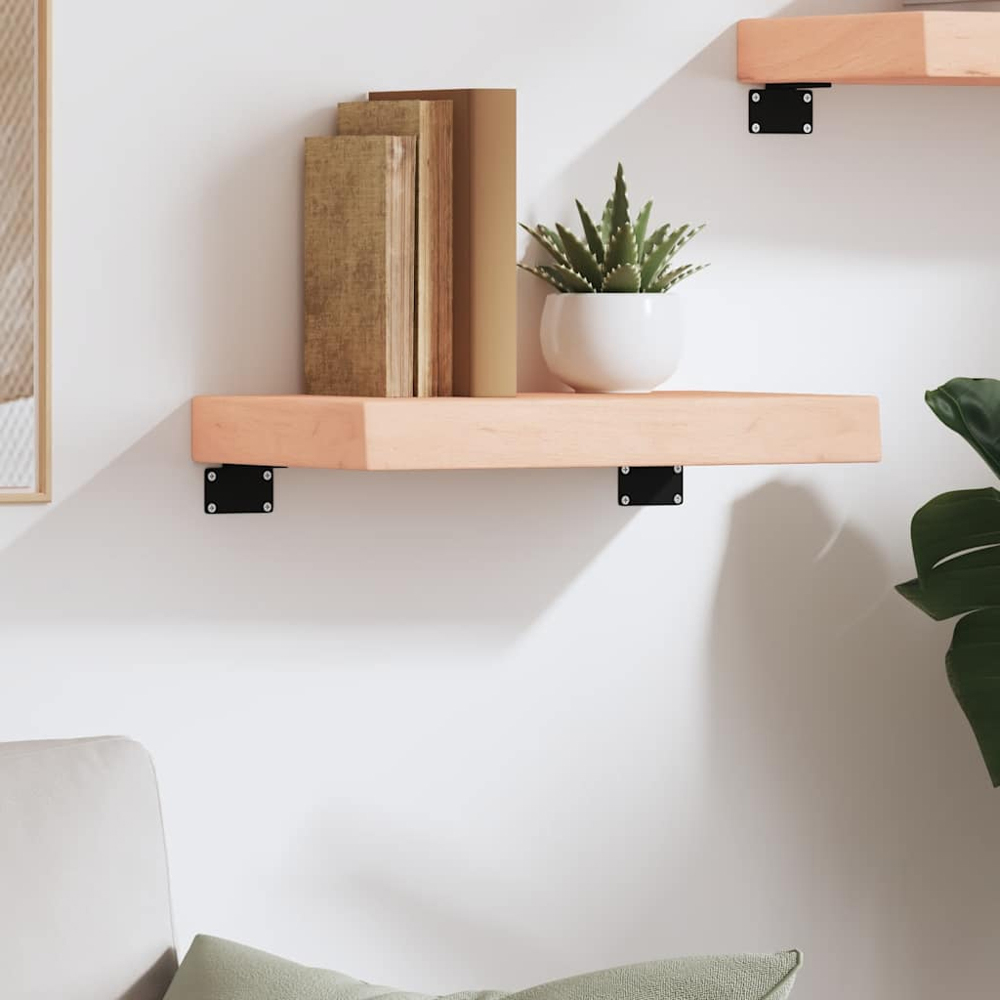 vidaXL 40cm Natural Untreated Solid Oak Wood Floating Wall Shelf Image 3