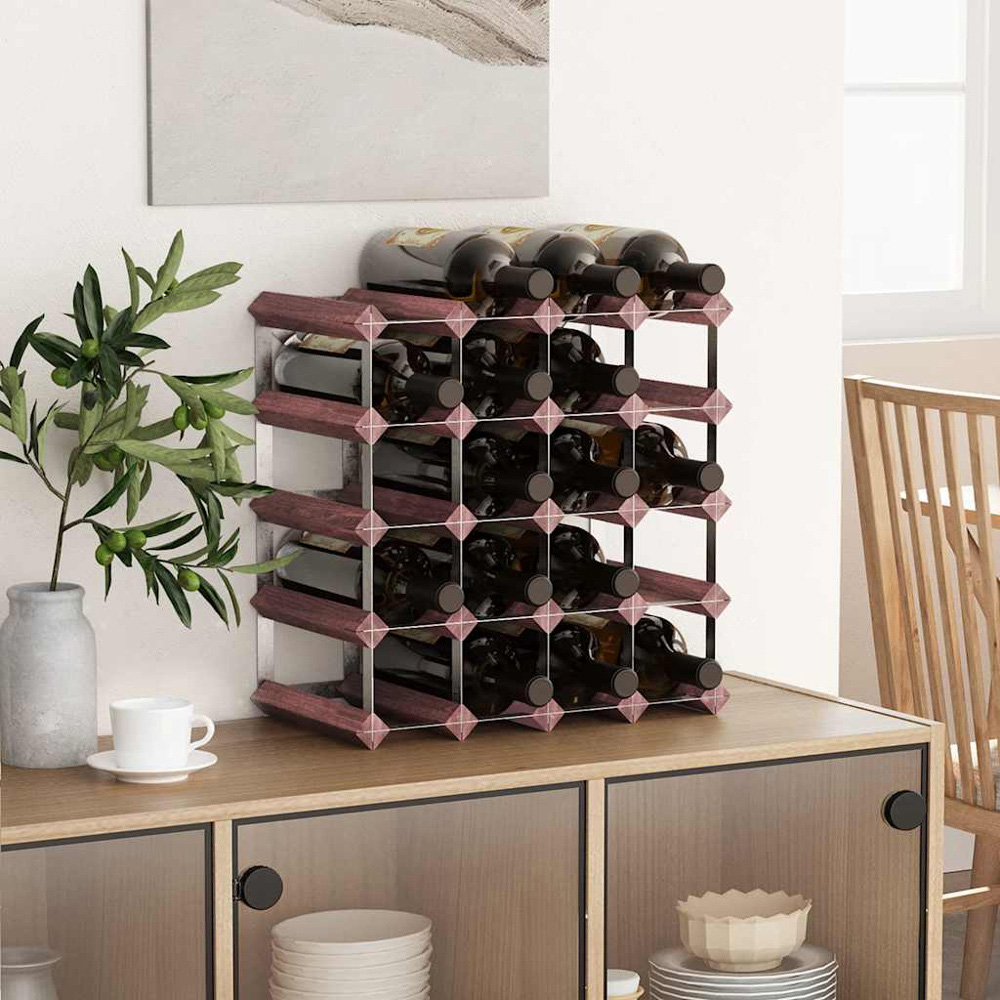 vidaXL 20 Bottle Brown Rustic Freestanding Wine Rack Image 2