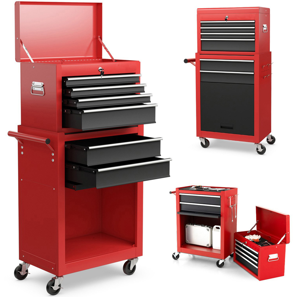 Costway 6 Drawer Black and Red Detachable Tool Storage Cabinet Image 3