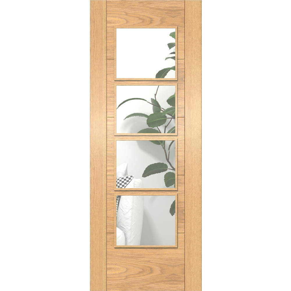 Green & Taylor Oak Ladder 4 Lite Clear Glass Prefinished Internal Door 1981 x 533mm Image