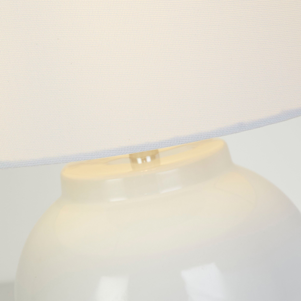 Lighting Collection Kern White Ceramic Rechargeable LED Table Lamp Image 4