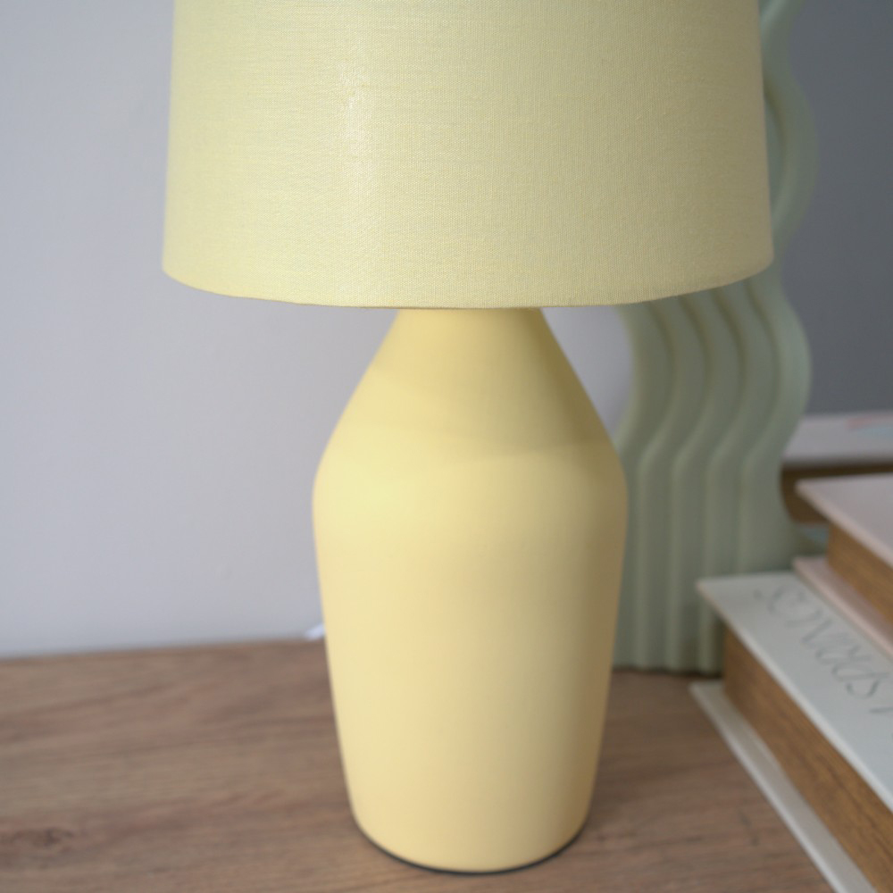 ValueLights Arlo Sunshine Yellow Shade Ceramic LED Table Lamp Image 4