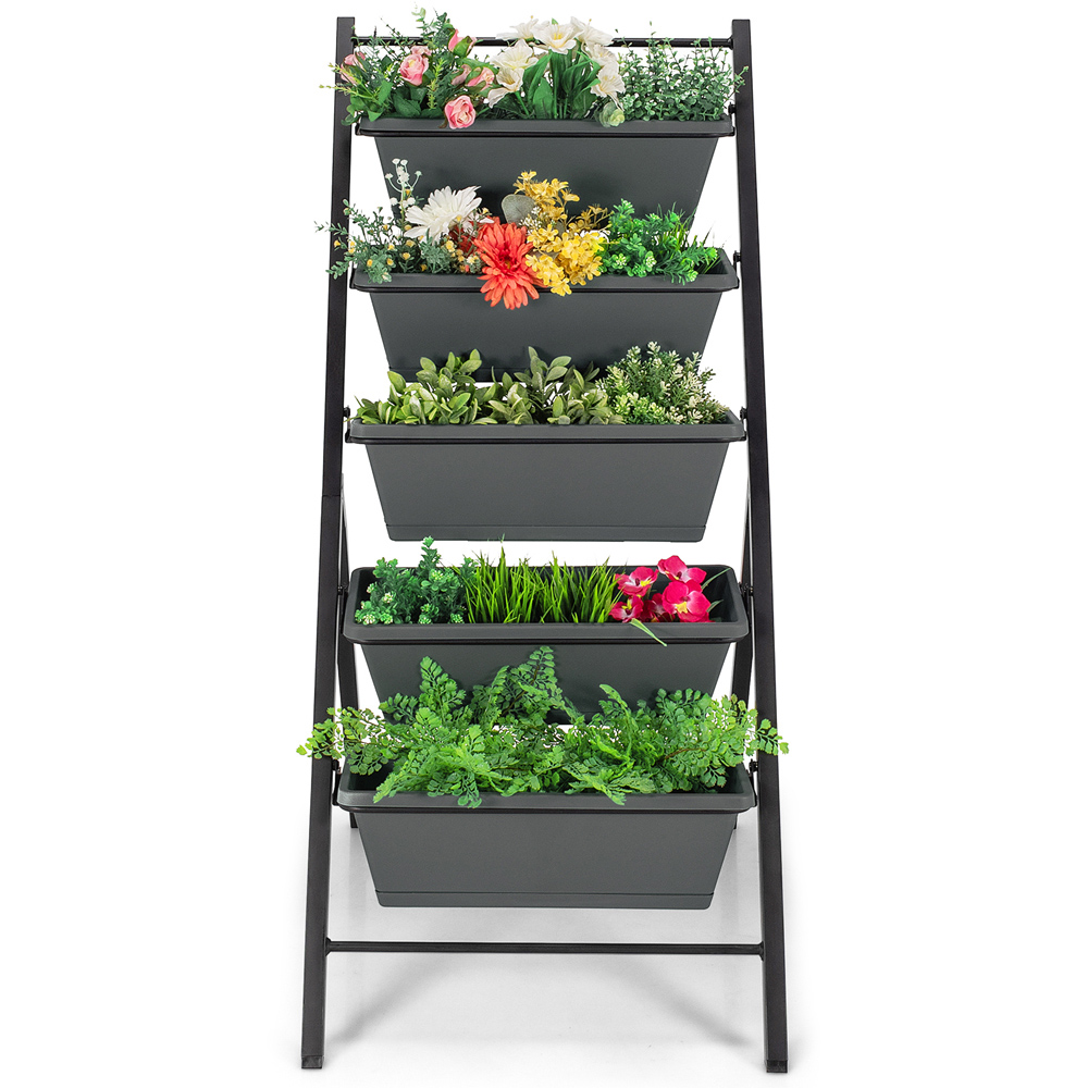 Costway 5 Tier Black Freestanding Garden Raised Planters Image 3