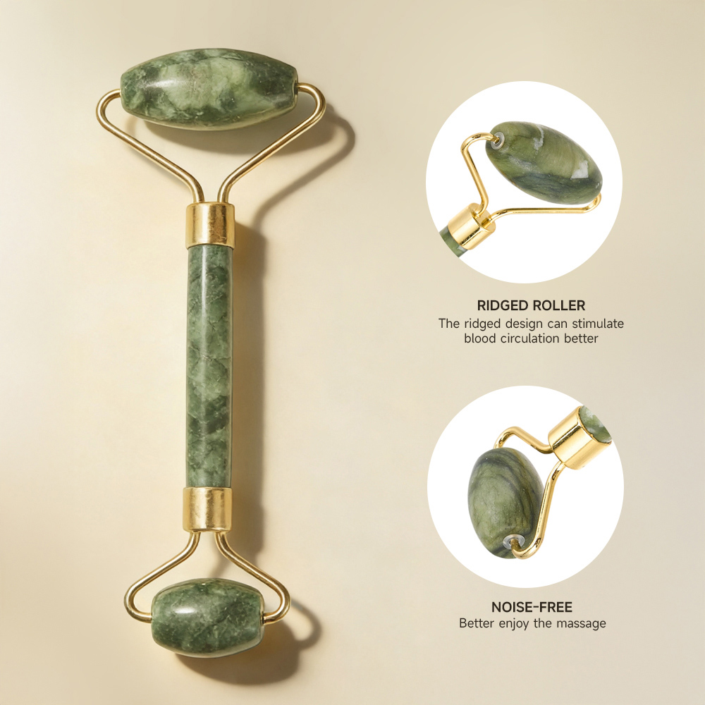 Living and Home Light Green Facial Massage Gua Sha and Jade Roller Set Image 4