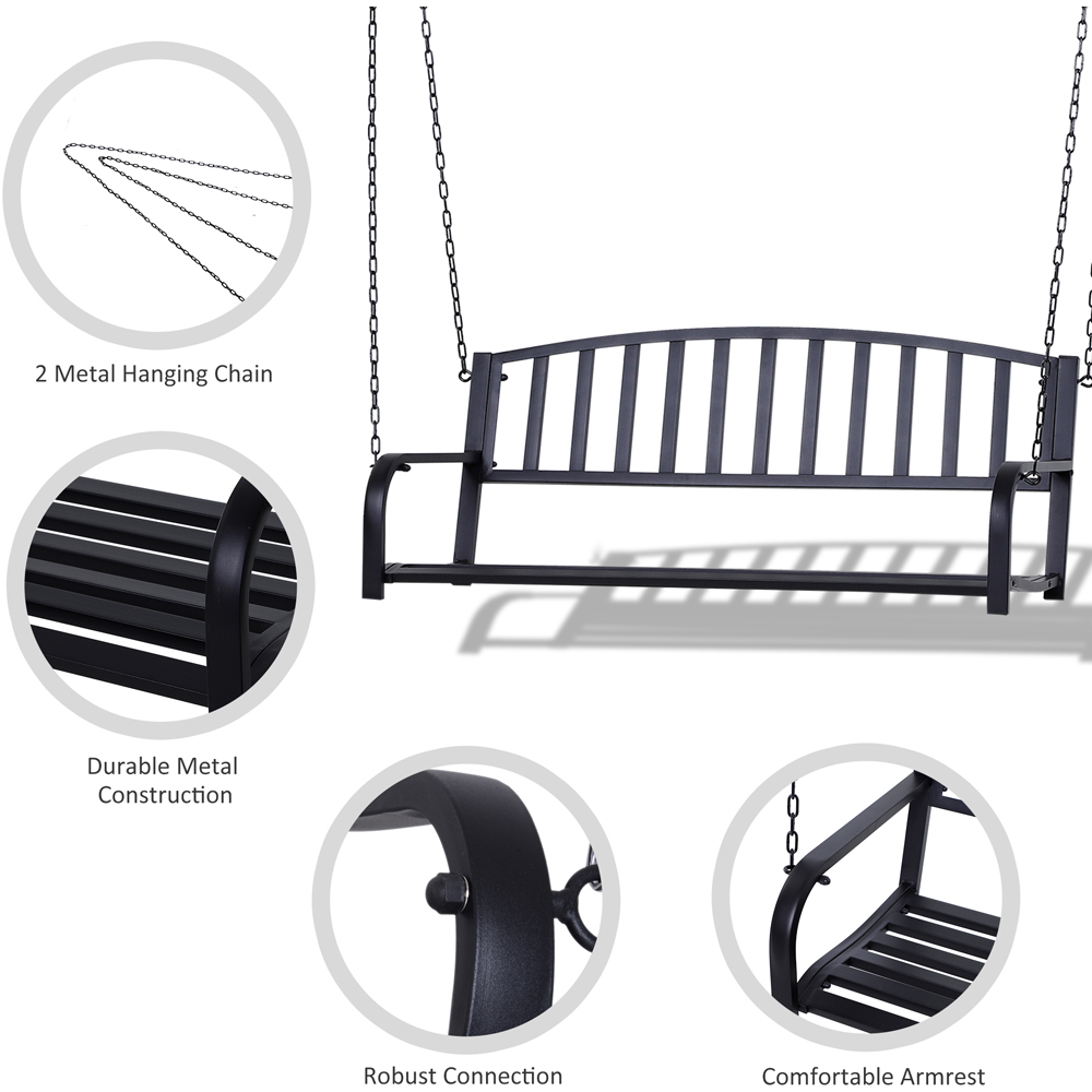 Outsunny 2 Seater Black Minimalist Garden Swing Chair Image 5