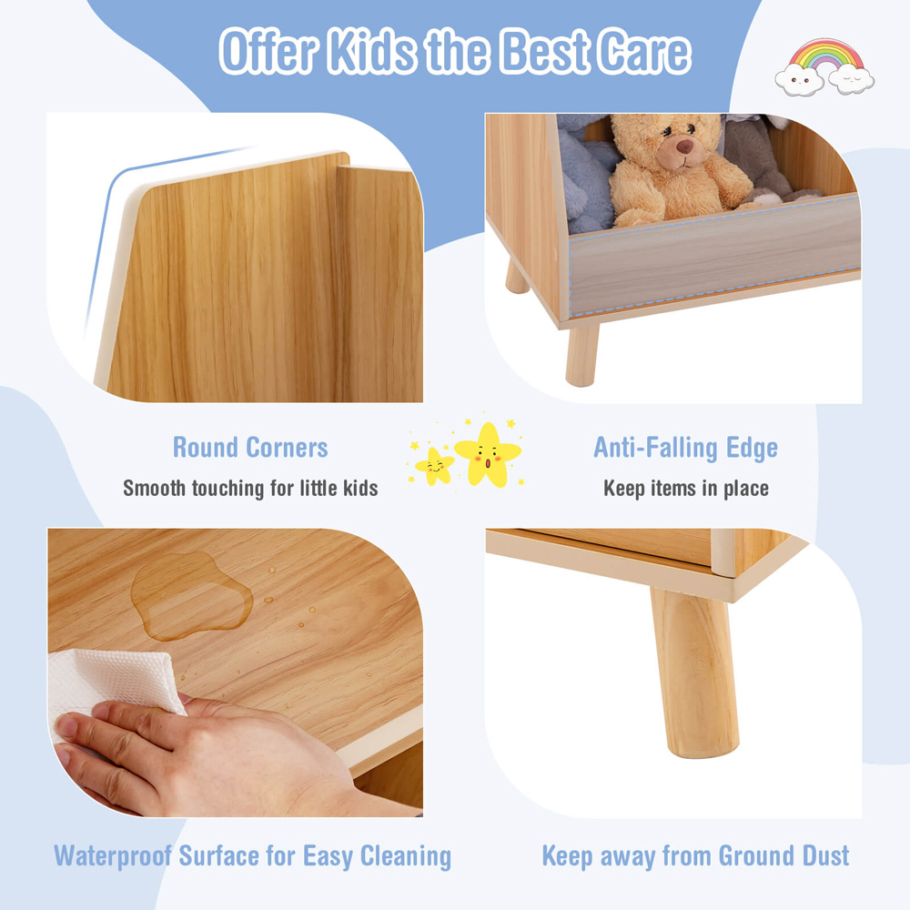 Costway 5 Cube Natural Kids Toy Organiser Image 7
