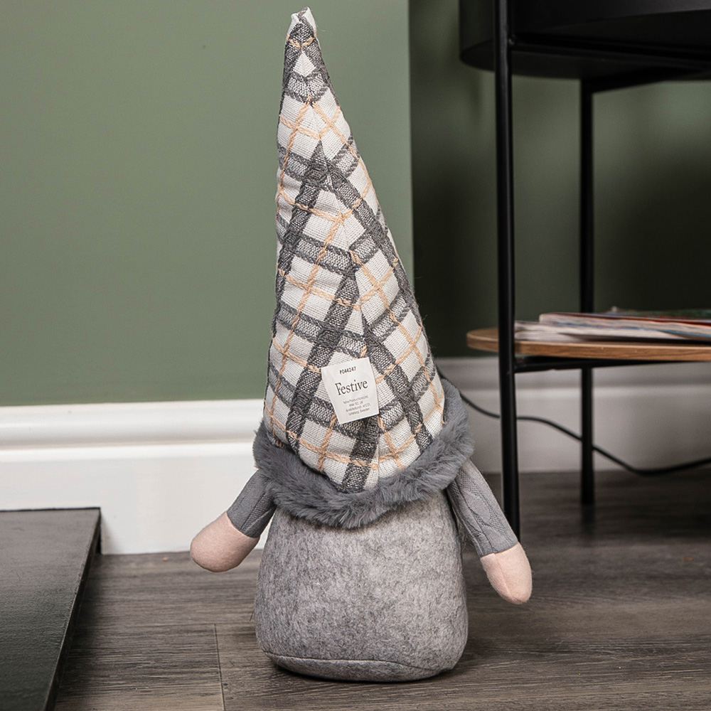 Samuel Alexander Grey Tartan Hat Standing Gonk Christmas Decoration 35cm Image 4