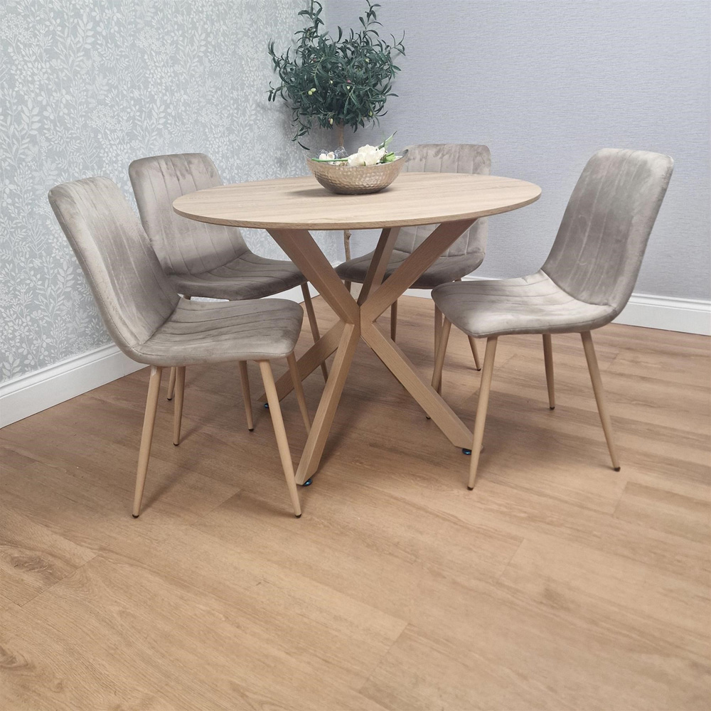 Kosy Koala 4 Seater Wood Effect Round Dining Set Beige Image 7