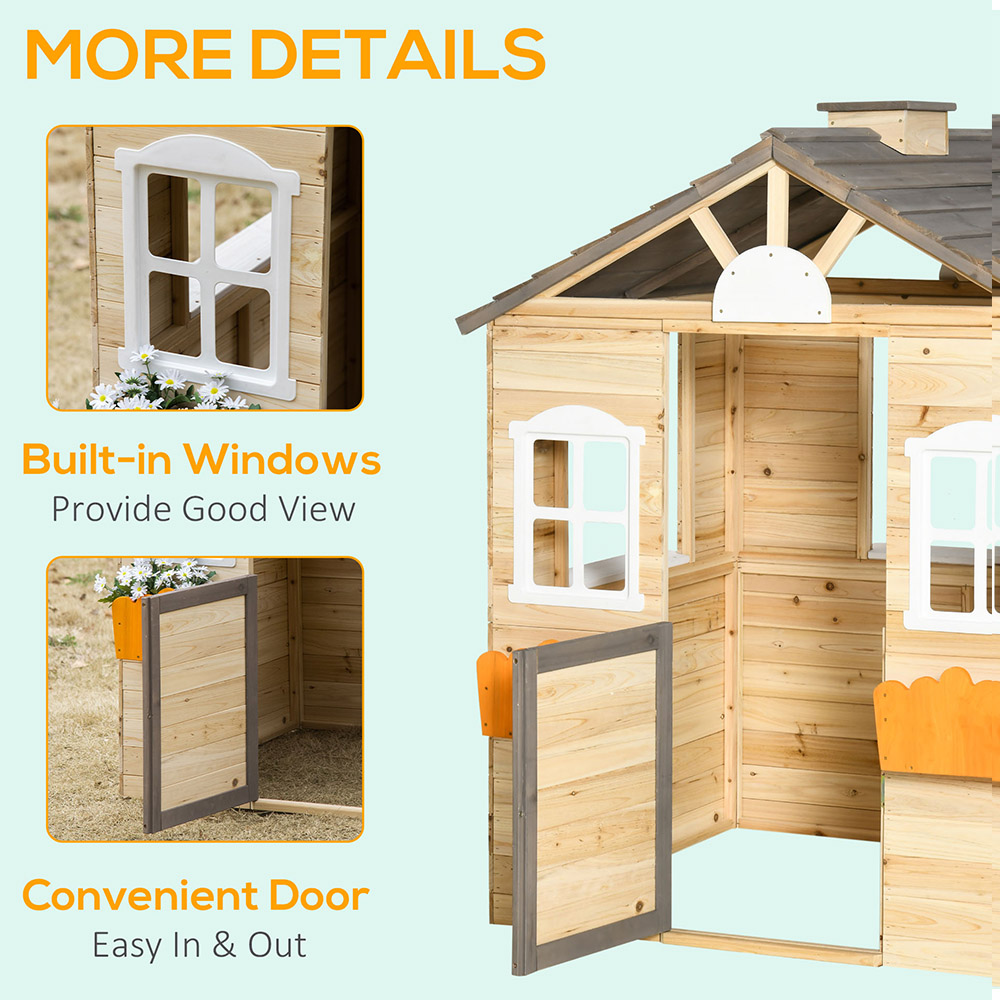 Outsunny Kids Wooden Playhouse 3.4 x 3ft Image 6
