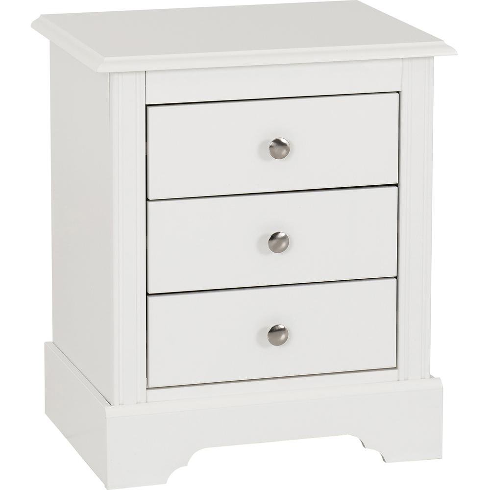 Seconique Stratford 3 Drawer White Bedside Table Image 2