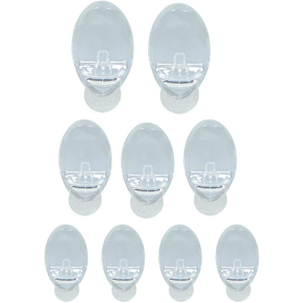 St Helens Oval Shape Reusable Plastic Self Adhesive Hook 9 Pack Image 1