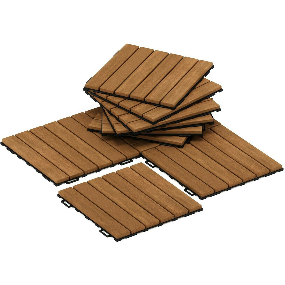 Walplus Honey Oak Wooden Interlocking Deck Tile 30.5 x 30.5cm 10 Pack Image 3