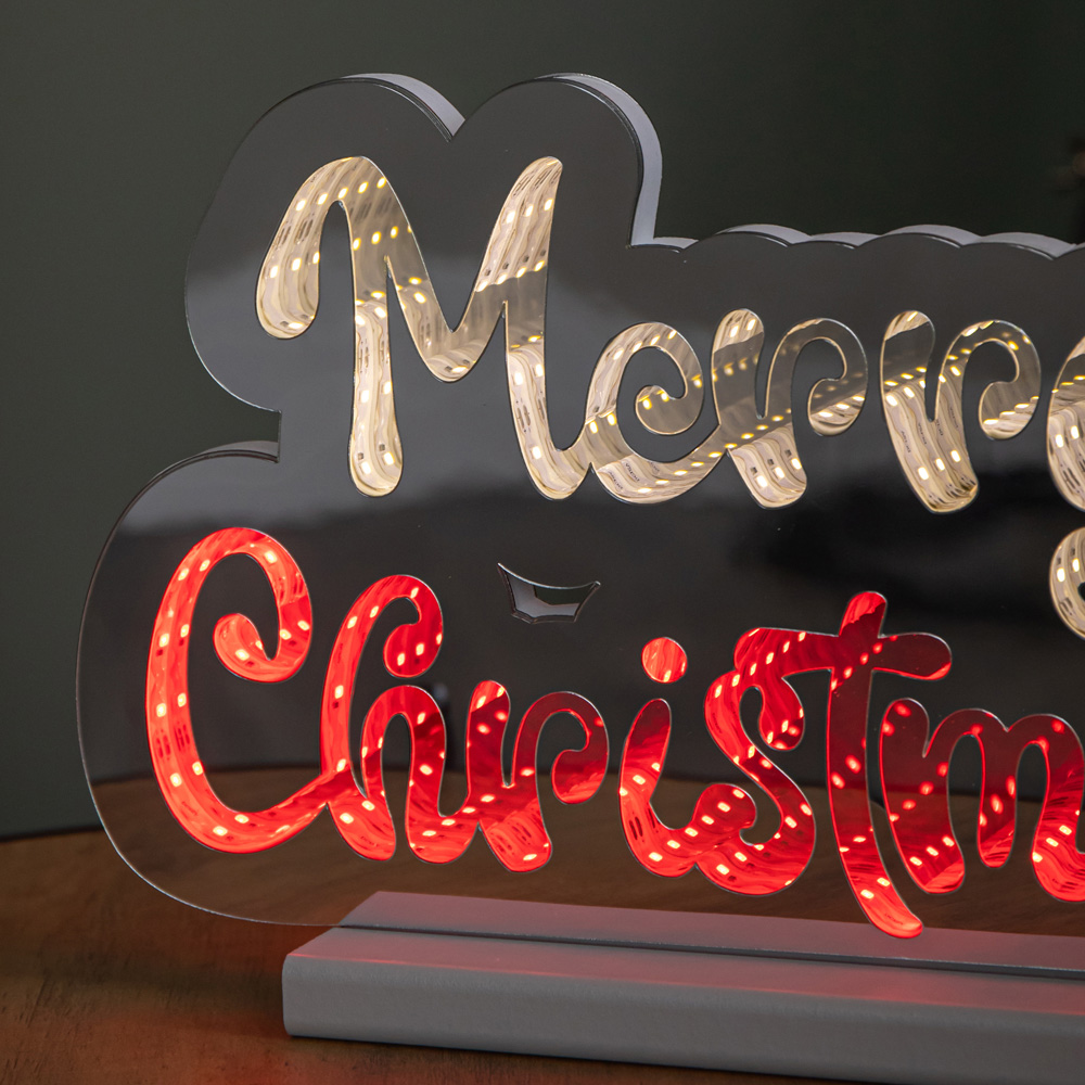 Samuel Alexander Red and White Merry Christmas Infinity Light 32cm Image 4