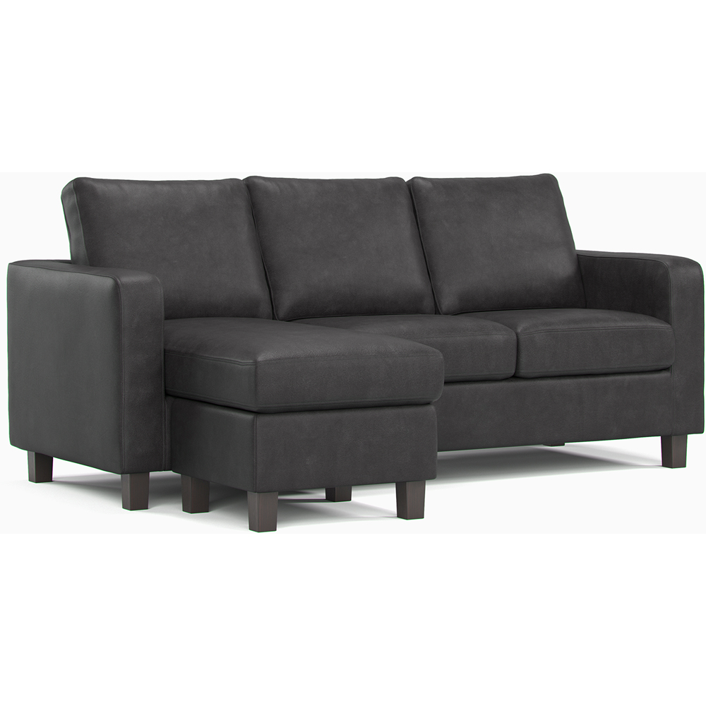 York 3 Seater Black Faux Leather Reversible L Shaped Corner Sofa Image 3