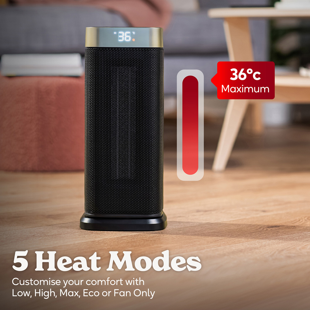Russell Hobbs RHCTH2002G-SMT Black and Gold Square Smart Wi-Fi Enabled Ceramic Heater 2000W Image 6