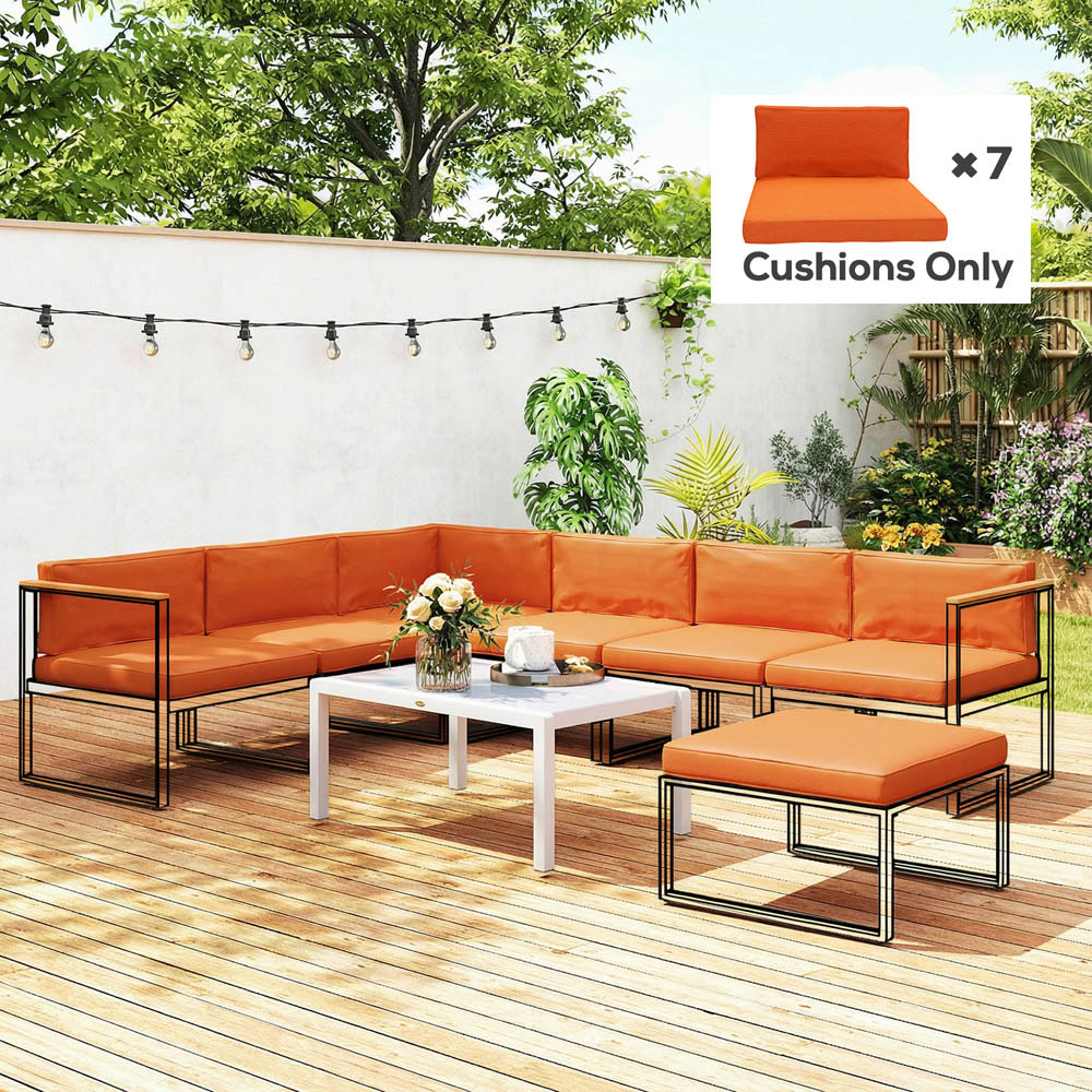Outsunny 14 Piece Orange Garden Furniture Replacement Cushion Set Image 4
