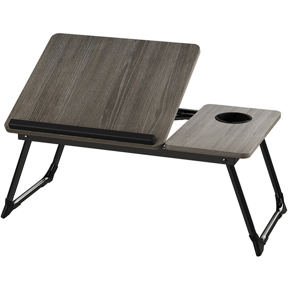 Living and Home Grey Wood Grain Foldable Laptop Bed Table Image 1