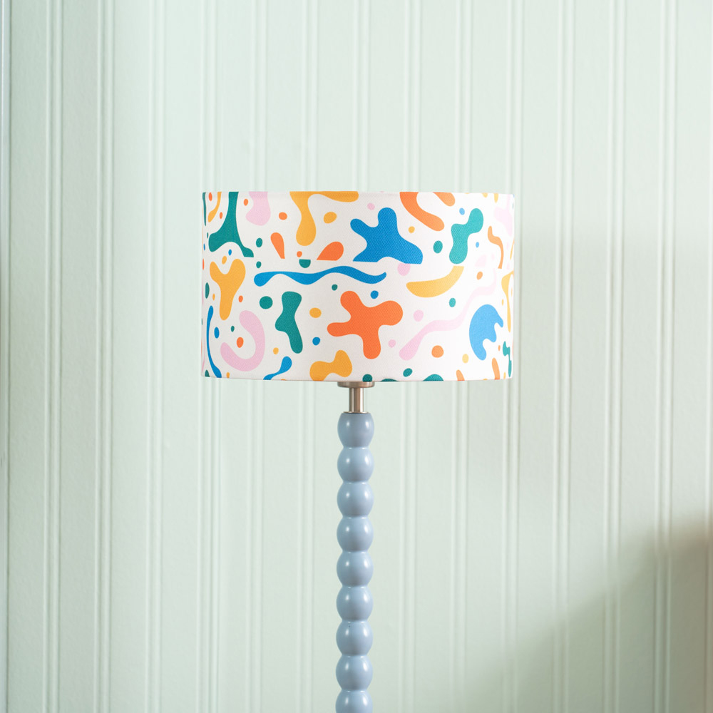 ValueLights Bobbins Abstract Shapes Drum Shade Powder Blue LED Table Lamp Image 4