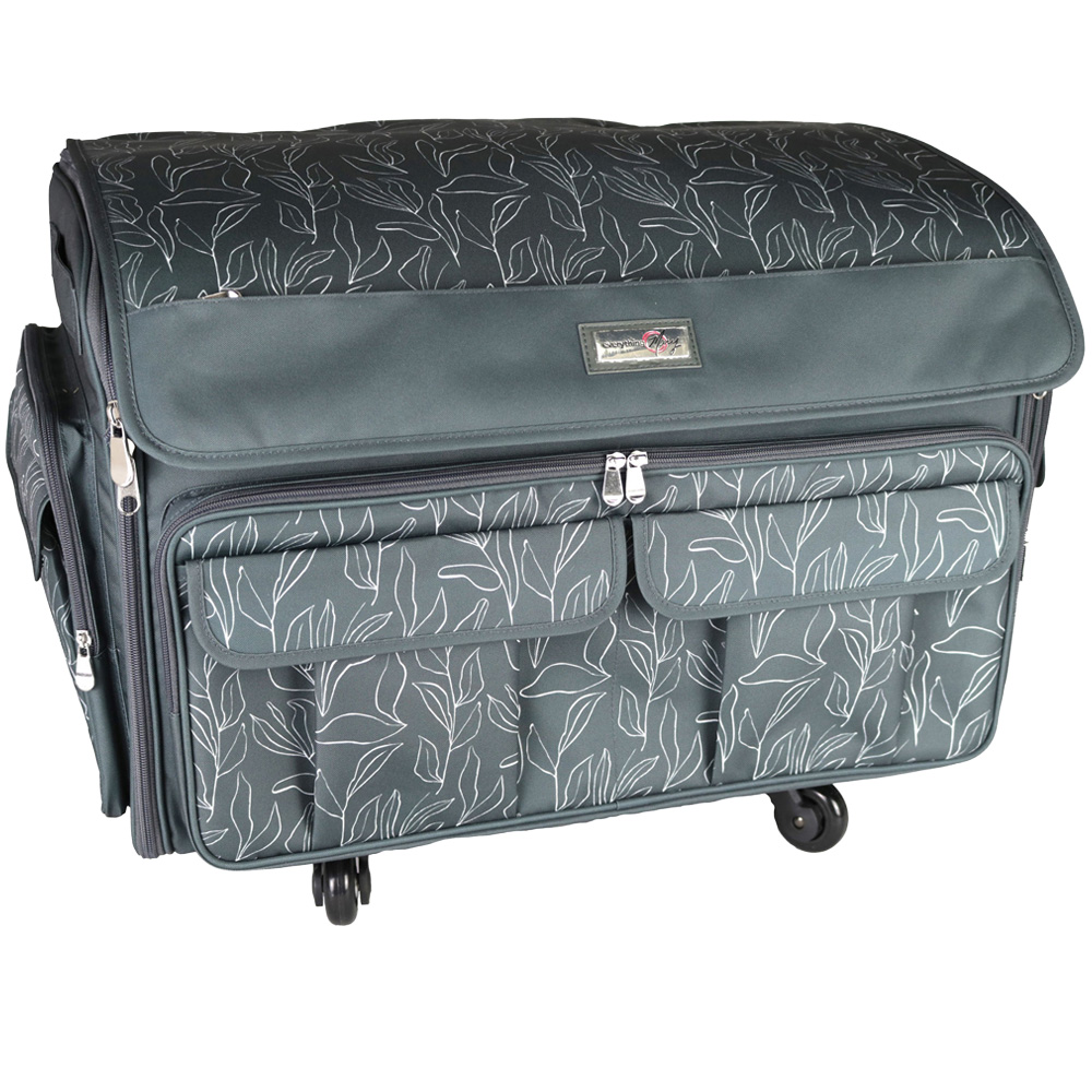 Everything Mary EVM13342-3 Grey Floral Deluxe Rolling Sewing Machine Case 55.9 x 31.8 x 38.1cm Image 1