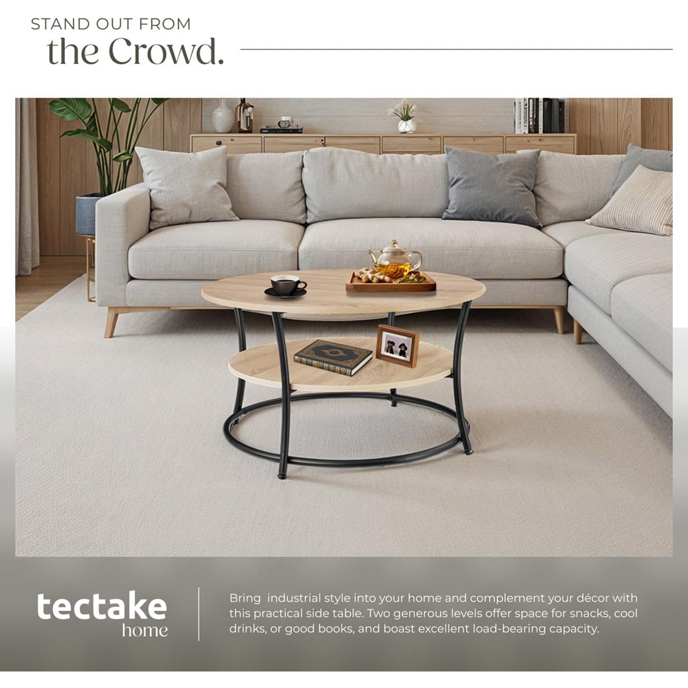 tectake Cromford Oak Sonoma Round Coffee Table Image 3