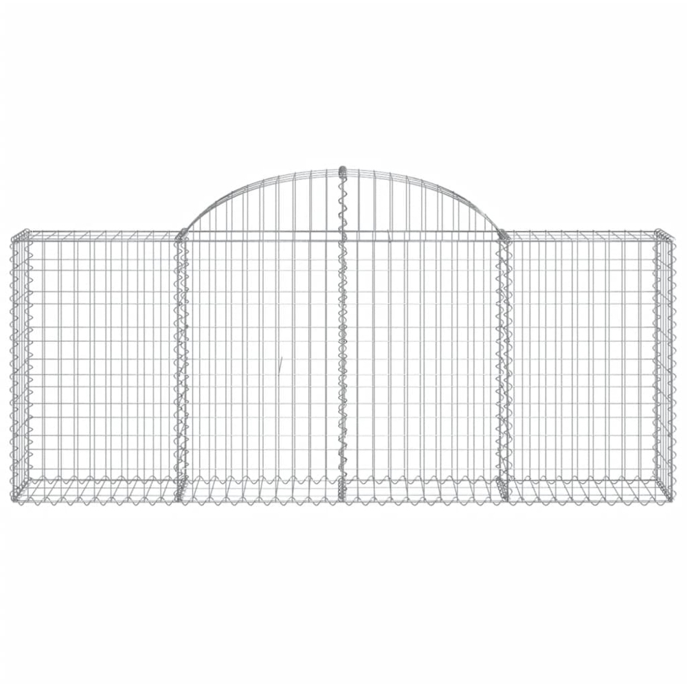 vidaXL Silver Galvanised Iron Arched Gabion Basket 200 x 30 x 80/100cm 20 Pack Image 3