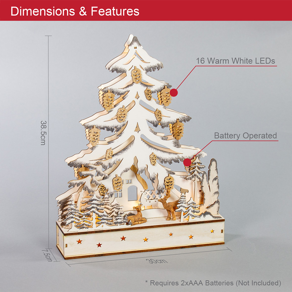 The Christmas Workshop LED Wooden Christmas Tree Forest Scene Decoration Image 8