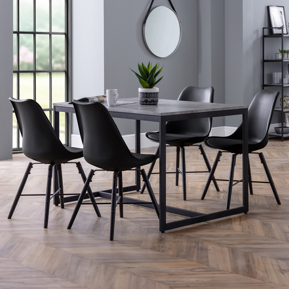 Julian Bowen Staten Kari Concrete Effect 4 Seater Dining Set Black Image 1