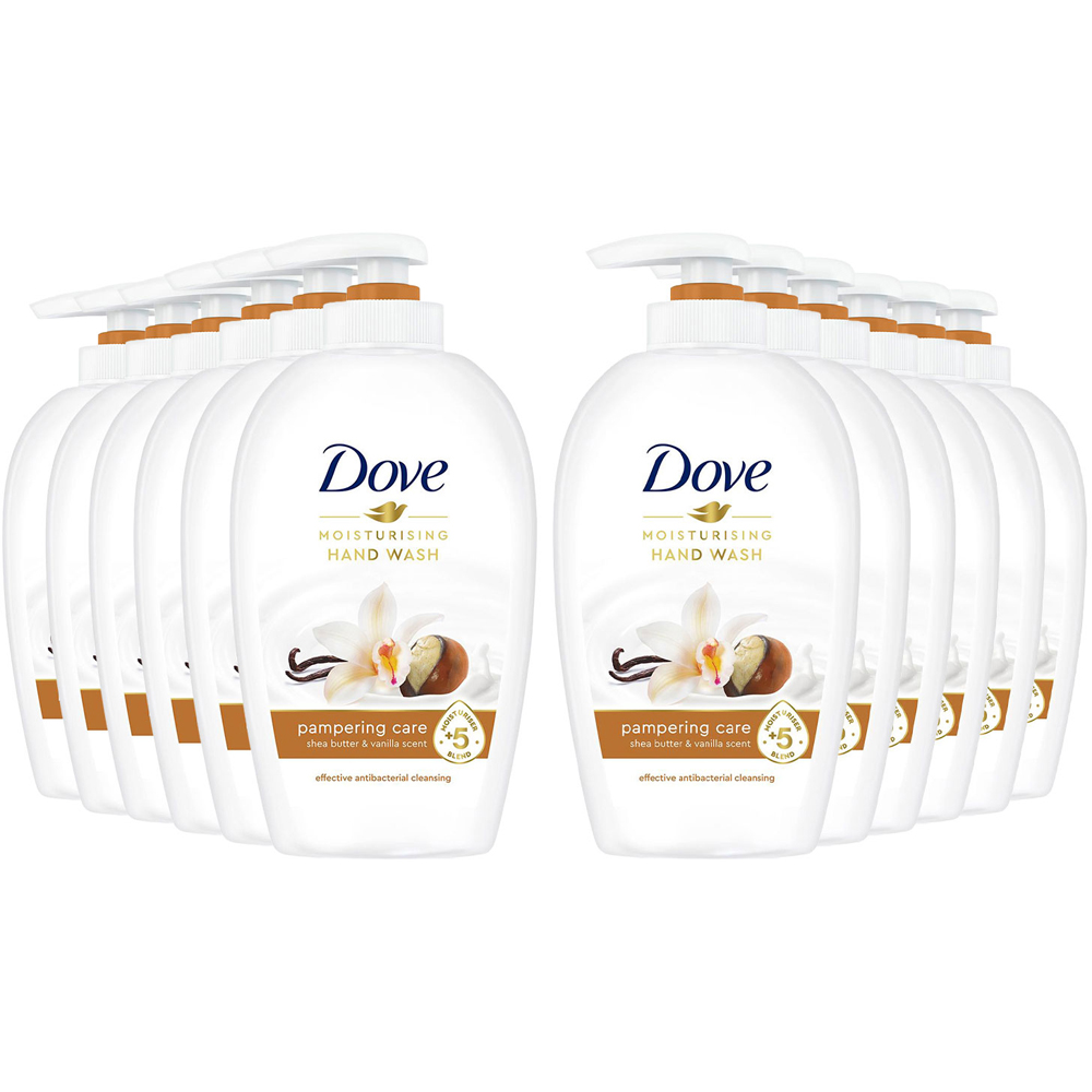 Dove Moisturising Pampering Care Shea Butter and Vanilla Hand Wash 250ml 12 Pack Image 1