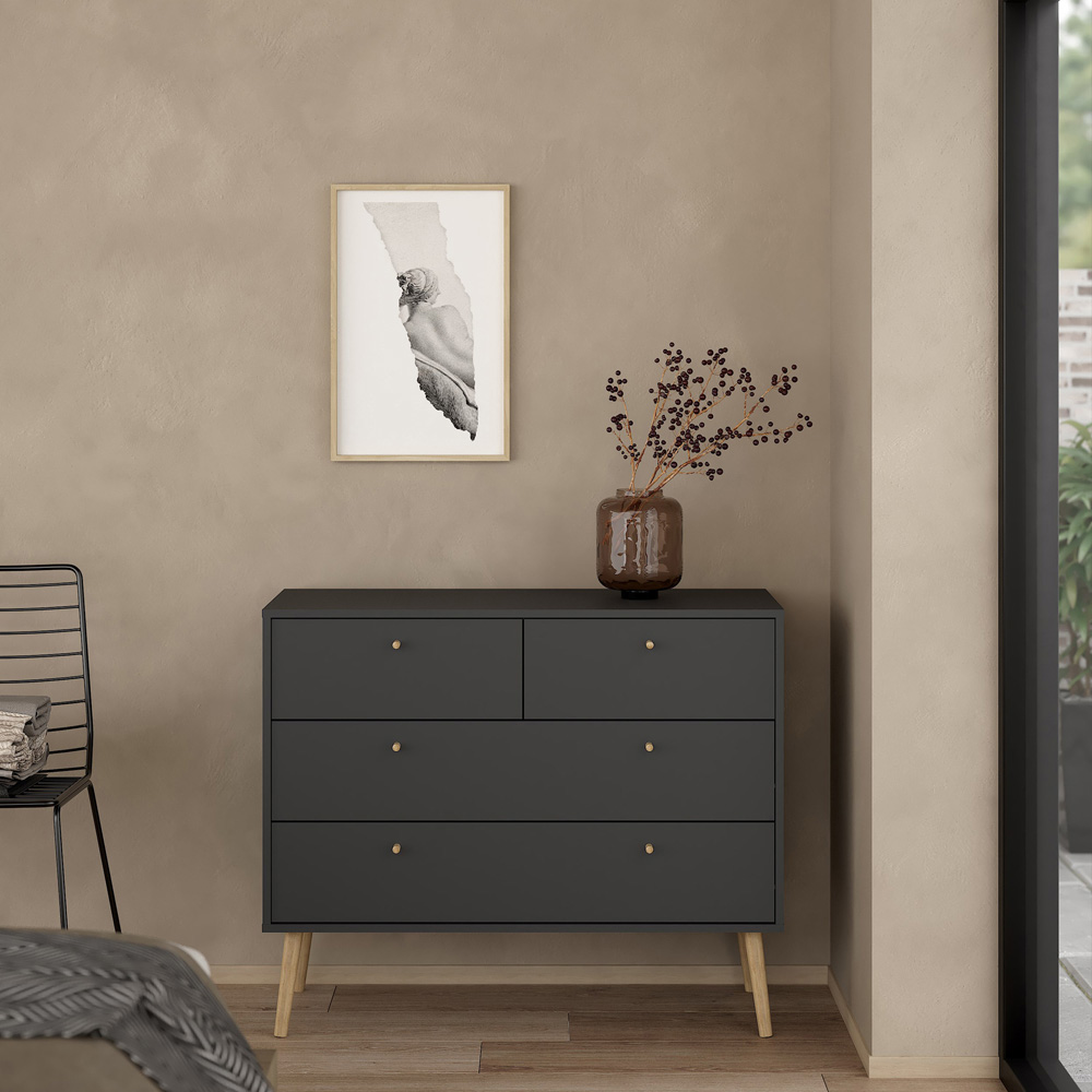 Florence Cumbria 4 Drawer Dark Grey Chest of Drawers Image 2