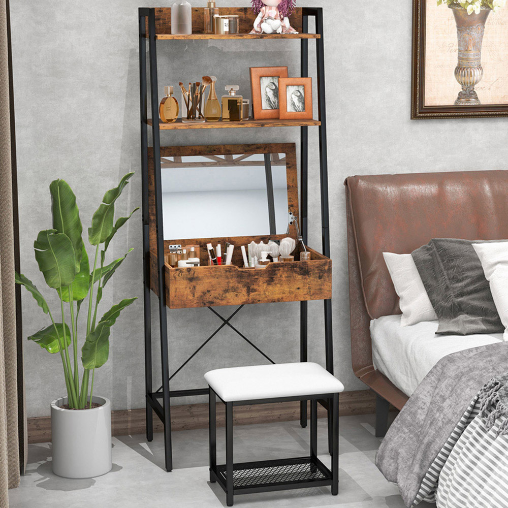Costway Black Vanity Dressing Table Set with Mirror Image 1