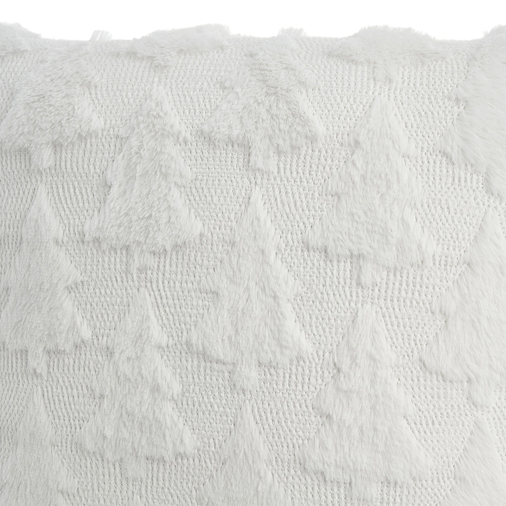 Living and Home White 3D Christmas Tree Soft Plush Cushion Cover 45 x 45cm Image 4